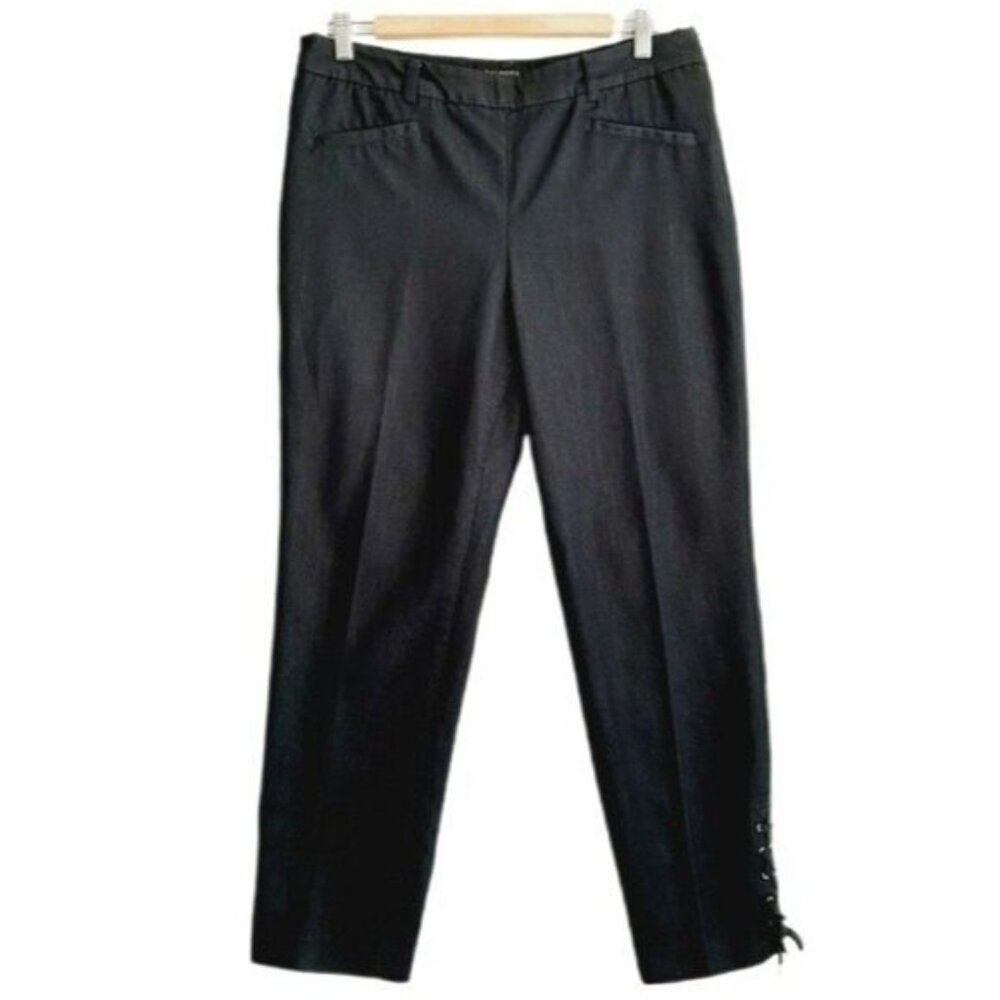 TALBOTS Crop Lace-Up Bottom Cropped Pants Navy Sz 6